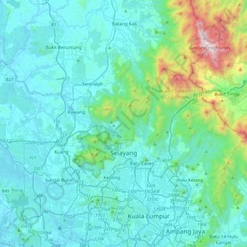 Selayang Municipal Council topographic map, elevation, terrain