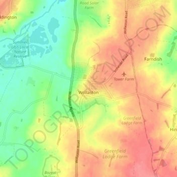 Wollaston topographic map, elevation, terrain