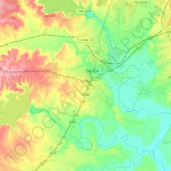 Belton topographic map, elevation, terrain