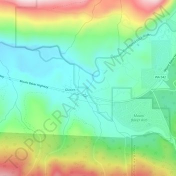 Glacier topographic map, elevation, terrain