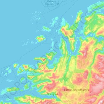 Gildeskål topographic map, elevation, terrain