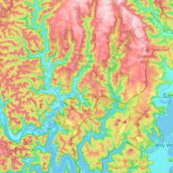 Popran National Park topographic map, elevation, terrain