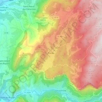 Presles topographic map, elevation, terrain