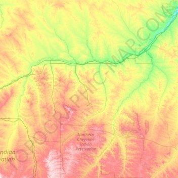 Rosebud County topographic map, elevation, terrain