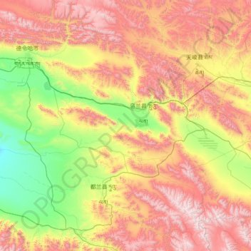 Ulan County topographic map, elevation, terrain