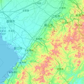 鞍山市 topographic map, elevation, terrain