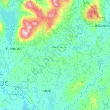 Ballinamore Municipal District topographic map, elevation, terrain