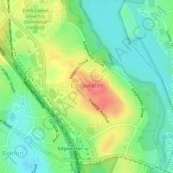 Edgewater topographic map, elevation, terrain