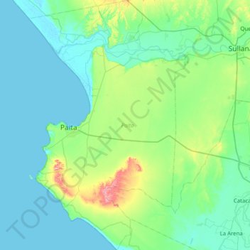 Province of Paita topographic map, elevation, terrain