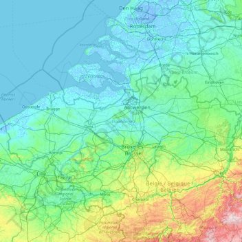 Flanders topographic map, elevation, terrain