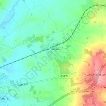 Whimple topographic map, elevation, terrain