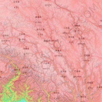 Qamdo topographic map, elevation, terrain