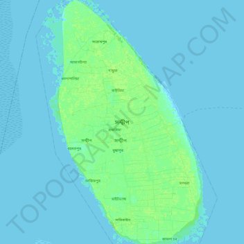 Sandwīp Island topographic map, elevation, terrain