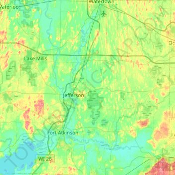 Jefferson County topographic map, elevation, terrain