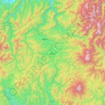 Takayama topographic map, elevation, terrain