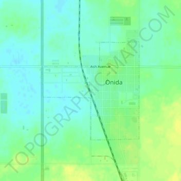 Onida topographic map, elevation, terrain