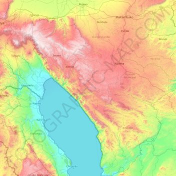 Njombe Region topographic map, elevation, terrain