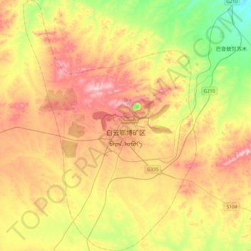 Bayan Obo Mining District topographic map, elevation, terrain