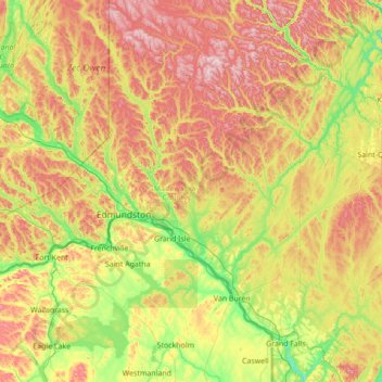 Comté de Madawaska topographic map, elevation, terrain