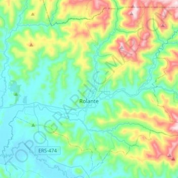Rolante topographic map, elevation, terrain