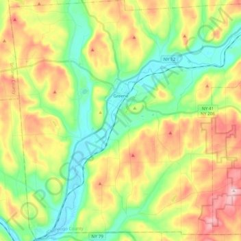 Town of Greene topographic map, elevation, terrain