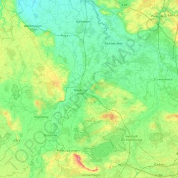 Landkreis Nienburg/Weser topographic map, elevation, terrain