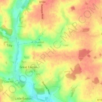 Great Easton topographic map, elevation, terrain