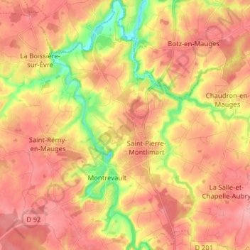 Saint-Pierre-Montlimart topographic map, elevation, terrain
