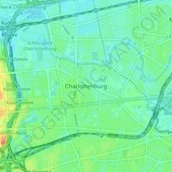 Charlottenburg topographic map, elevation, terrain