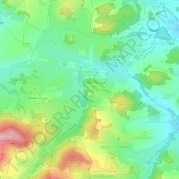 Frymburk topographic map, elevation, terrain