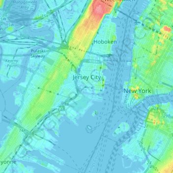 Jersey City topographic map, elevation, terrain