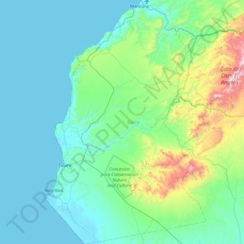 Talara topographic map, elevation, terrain