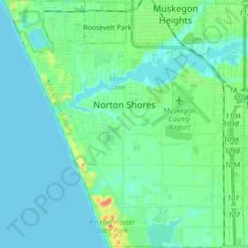 Norton Shores topographic map, elevation, terrain