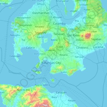 Batangas topographic map, elevation, terrain