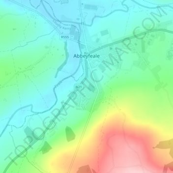 Abbeyfeale topographic map, elevation, terrain