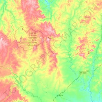 Paraúna topographic map, elevation, terrain