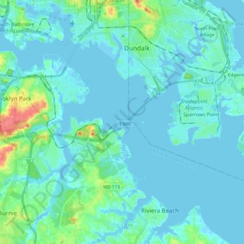 Patapsco River topographic map, elevation, terrain