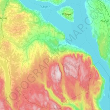 Østre Toten topographic map, elevation, terrain