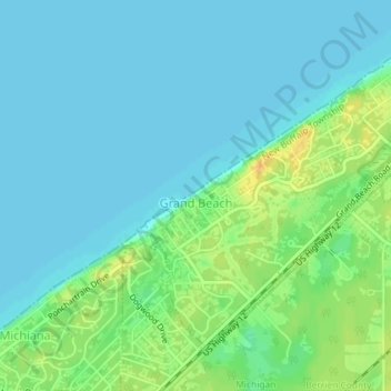 Grand Beach topographic map, elevation, terrain