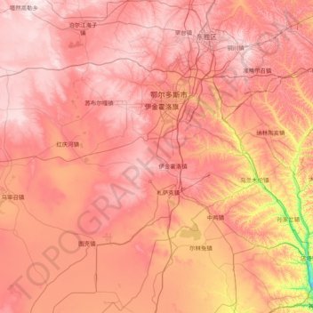 Ejin Horo Banner topographic map, elevation, terrain