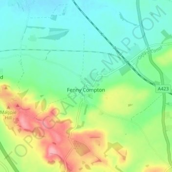 Fenny Compton CP topographic map, elevation, terrain