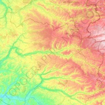 Zone pastorale de Thiérache topographic map, elevation, terrain