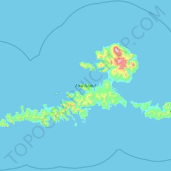 Atka Island topographic map, elevation, terrain