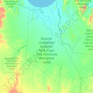 Rinyirru (Lakefield) National Park (Cape York Peninsula Aboriginal Land) topographic map, elevation, terrain