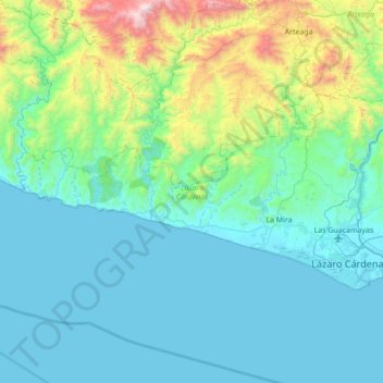 Lázaro Cárdenas topographic map, elevation, terrain