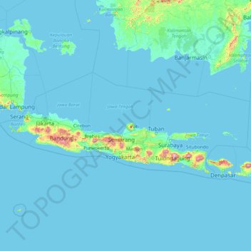 Java topographic map, elevation, terrain