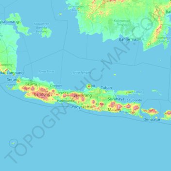 Java topographic map, elevation, terrain