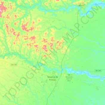 Teixeira de Freitas topographic map, elevation, terrain
