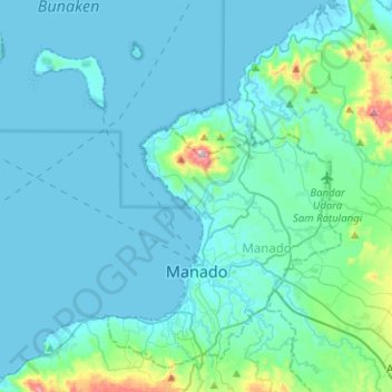 Manado topographic map, elevation, terrain