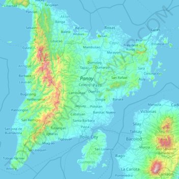 Iloilo topographic map, elevation, terrain